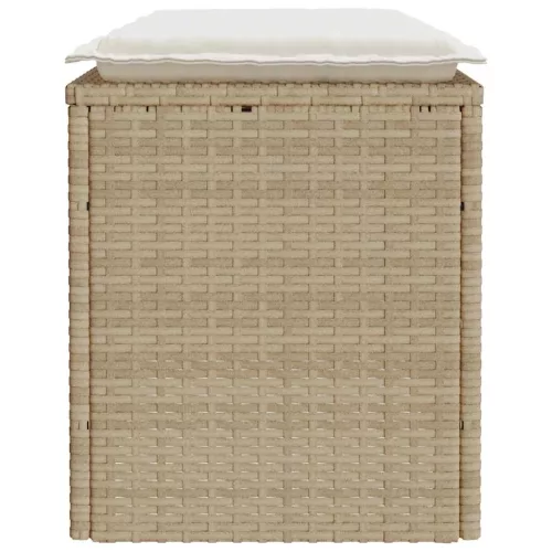  bézs polyrattan kerti pad párnával 110x40x44 cm