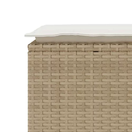  bézs polyrattan kerti pad párnával 110x40x44 cm