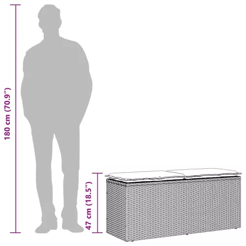  bézs polyrattan kerti pad párnával 110x40x44 cm