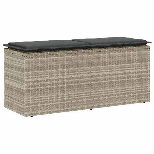  világosszürke polyrattan kerti pad párnával 110x40x44 cm