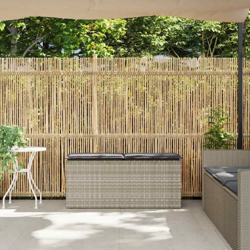  világosszürke polyrattan kerti pad párnával 110x40x44 cm