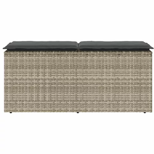  világosszürke polyrattan kerti pad párnával 110x40x44 cm