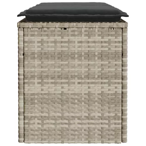  világosszürke polyrattan kerti pad párnával 110x40x44 cm