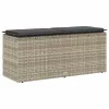  világosszürke polyrattan kerti pad párnával 110x40x44 cm