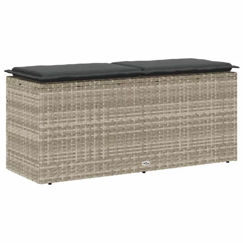  világosszürke polyrattan kerti pad párnával 110x40x44 cm