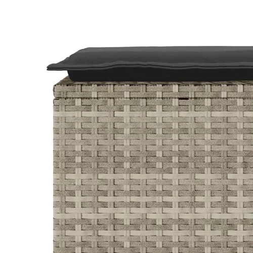  világosszürke polyrattan kerti pad párnával 110x40x44 cm