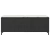  fekete polyrattan kerti pad párnával 110x30x40,5 cm