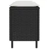  fekete polyrattan kerti pad párnával 110x30x40,5 cm