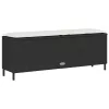  fekete polyrattan kerti pad párnával 110x30x40,5 cm