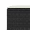  fekete polyrattan kerti pad párnával 110x30x40,5 cm