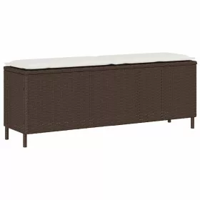  barna polyrattan kerti pad párnával 110x30x40,5 cm