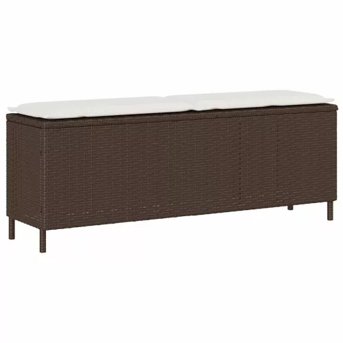 barna polyrattan kerti pad párnával 110x30x40,5 cm