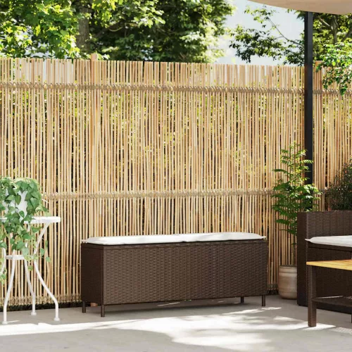  barna polyrattan kerti pad párnával 110x30x40,5 cm
