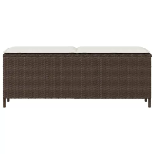  barna polyrattan kerti pad párnával 110x30x40,5 cm