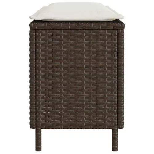  barna polyrattan kerti pad párnával 110x30x40,5 cm