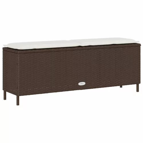  barna polyrattan kerti pad párnával 110x30x40,5 cm