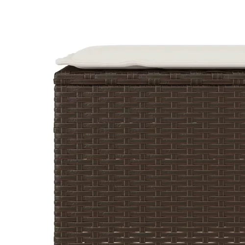  barna polyrattan kerti pad párnával 110x30x40,5 cm