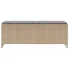  bézs polyrattan kerti pad párnával 110x30x40,5 cm