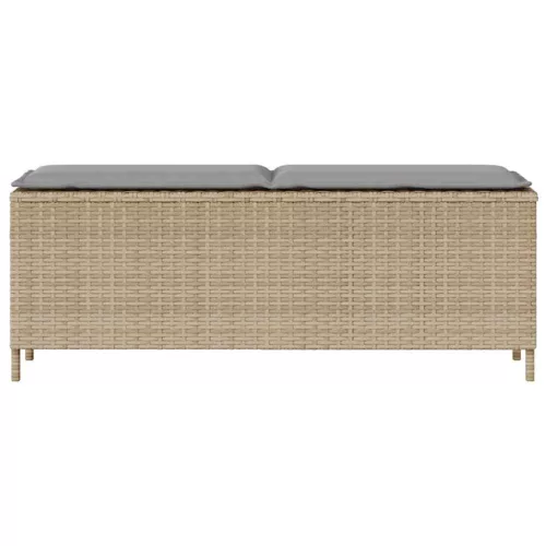  bézs polyrattan kerti pad párnával 110x30x40,5 cm