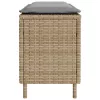  bézs polyrattan kerti pad párnával 110x30x40,5 cm