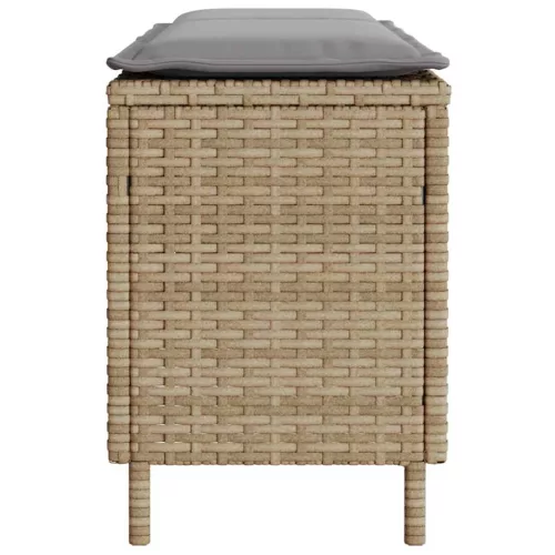  bézs polyrattan kerti pad párnával 110x30x40,5 cm