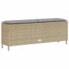  bézs polyrattan kerti pad párnával 110x30x40,5 cm