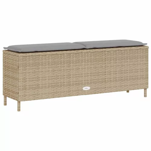 bézs polyrattan kerti pad párnával 110x30x40,5 cm