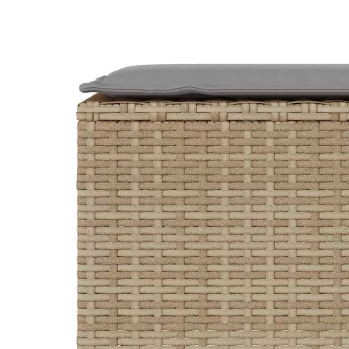  bézs polyrattan kerti pad párnával 110x30x40,5 cm