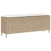  bézs polyrattan kerti pad párnával 110x30x40,5 cm