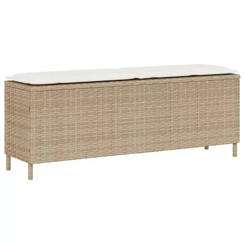  bézs polyrattan kerti pad párnával 110x30x40,5 cm