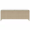  bézs polyrattan kerti pad párnával 110x30x40,5 cm