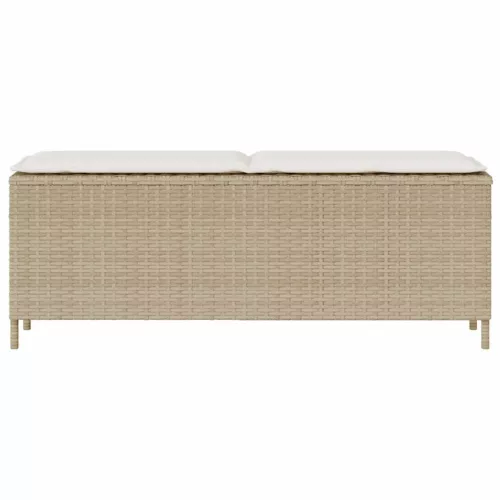 bézs polyrattan kerti pad párnával 110x30x40,5 cm