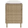  bézs polyrattan kerti pad párnával 110x30x40,5 cm