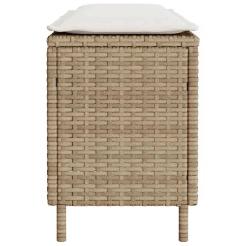  bézs polyrattan kerti pad párnával 110x30x40,5 cm