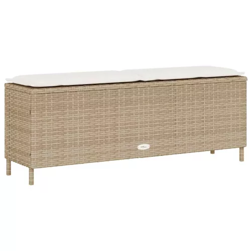  bézs polyrattan kerti pad párnával 110x30x40,5 cm