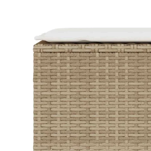 bézs polyrattan kerti pad párnával 110x30x40,5 cm