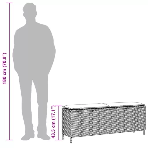  bézs polyrattan kerti pad párnával 110x30x40,5 cm