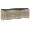  világosszürke polyrattan kerti pad párnával 110x30x40,5 cm