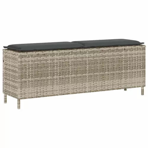  világosszürke polyrattan kerti pad párnával 110x30x40,5 cm