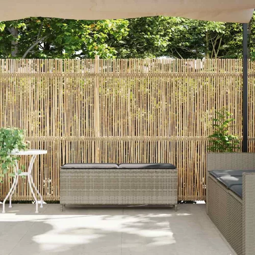  világosszürke polyrattan kerti pad párnával 110x30x40,5 cm