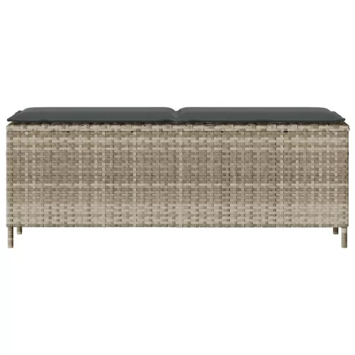  világosszürke polyrattan kerti pad párnával 110x30x40,5 cm