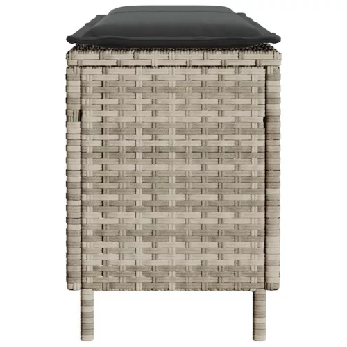  világosszürke polyrattan kerti pad párnával 110x30x40,5 cm