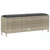  világosszürke polyrattan kerti pad párnával 110x30x40,5 cm