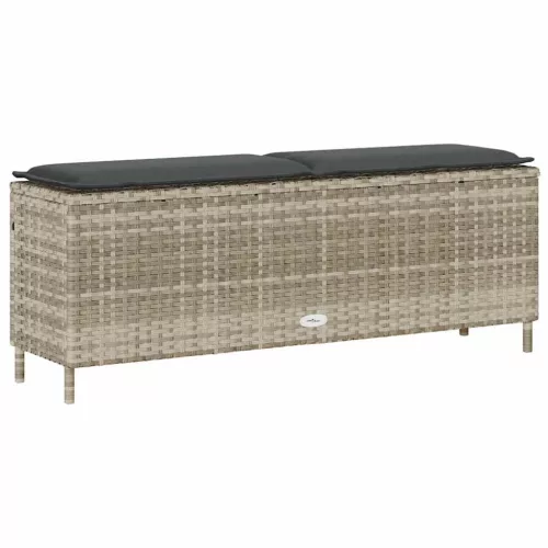  világosszürke polyrattan kerti pad párnával 110x30x40,5 cm