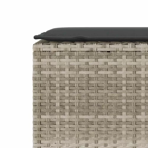  világosszürke polyrattan kerti pad párnával 110x30x40,5 cm