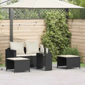    5 részes polyrattan kerti kanapé garnitúra párnákkal stackable