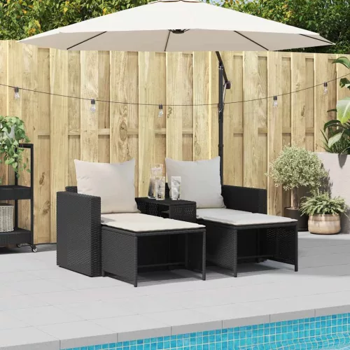  5 részes polyrattan kerti kanapé garnitúra párnákkal stackable