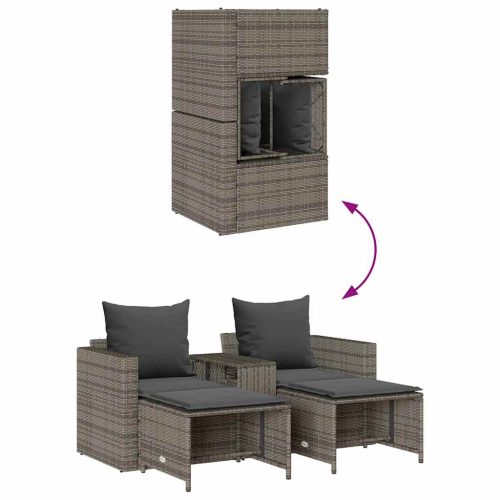  5 részes polyrattan kerti kanapé garnitúra párnákkal stackable