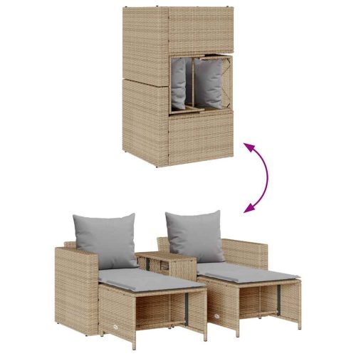  5 részes polyrattan kerti kanapé garnitúra párnákkal stackable