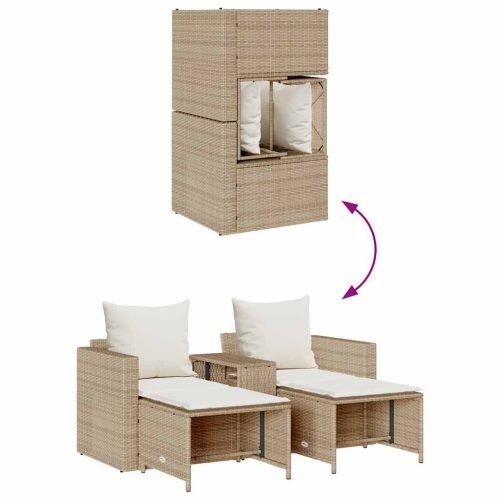  5 részes polyrattan kerti kanapé garnitúra párnákkal stackable